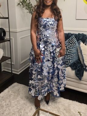 Stunning Silver Sequin Maxi Dress